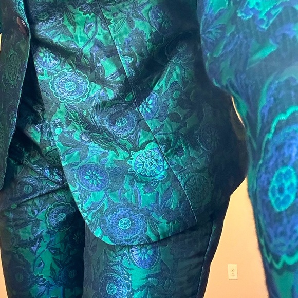 Customized Teal Multi print 2 piece Blazer and Trouser Set - Picture 12 of 13